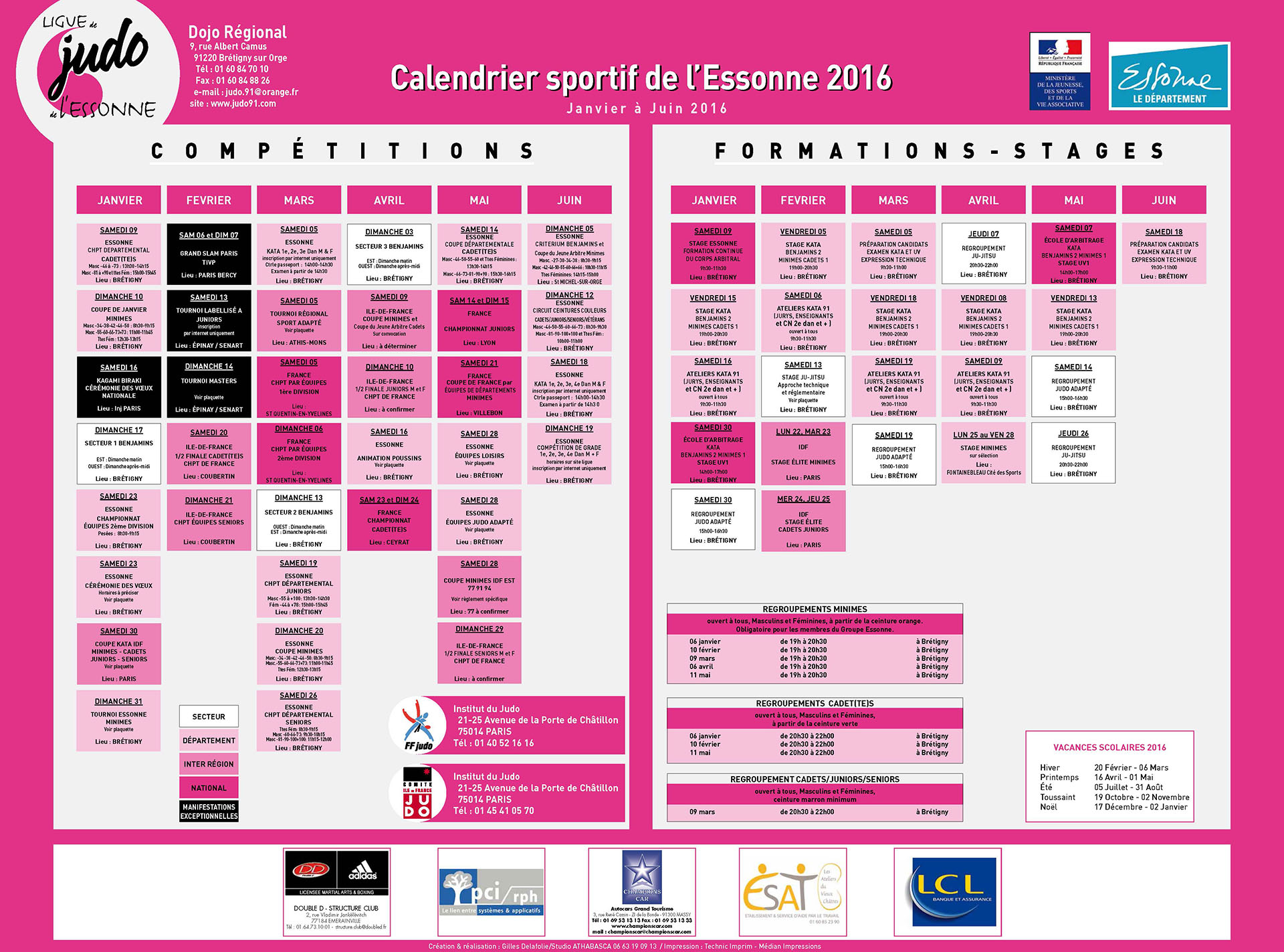 Calendrier Sportif de l'Essonne 2016 - L'actualités sportives du Judo